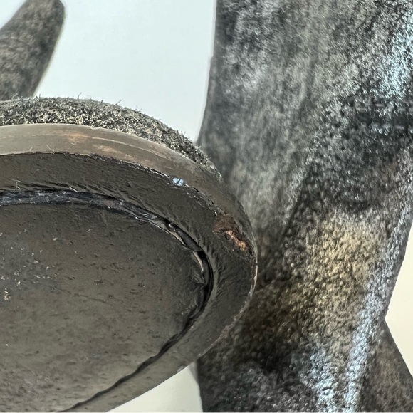 ZADIG & VOLTAIRE Black w Metallic Silver Leather Skull Gothic Ankle Boots Sz 36 - Picture 12 of 15